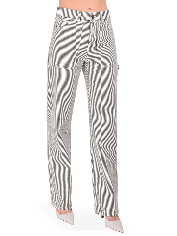 BA&SH Carpenter Wide-Leg Pants in Ecru Side View 