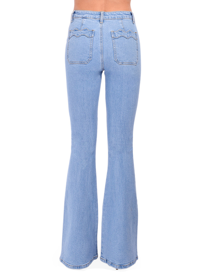 Retrofete Esperanza Denim Pant in Mercer Blue Back View 