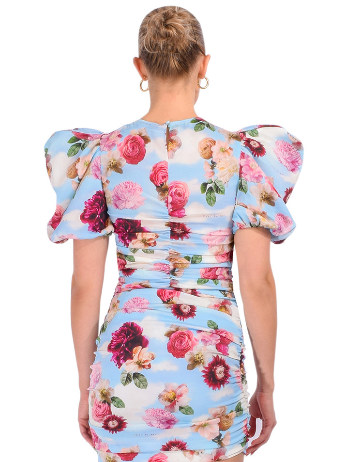 Fleur du Mal Georgette Puff Sleeve Top in Dreamy Floral Print Back View 