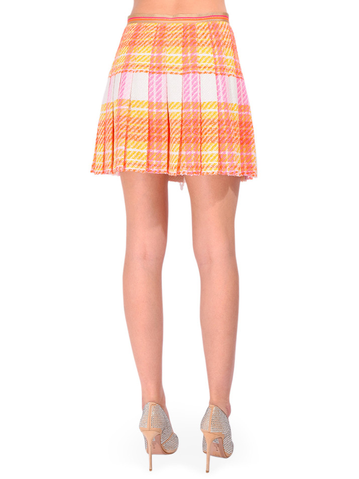 ANNA SUI Capri Plaid Kilt in Lemon Multi Back View 