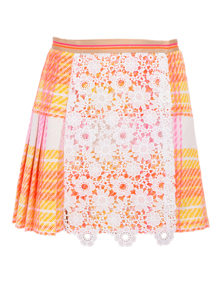 ANNA SUI Capri Plaid Kilt in Lemon Multi Product Shot 
