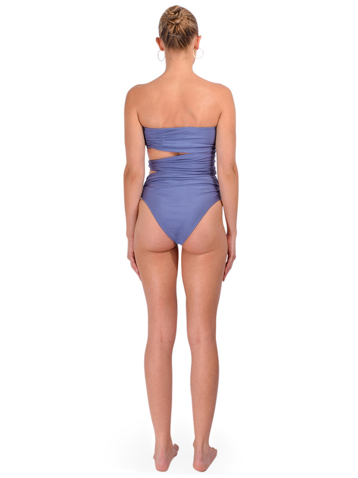 LAMARQUE Mekhi One-Piece Swimsuit in Slate Blue Back View 