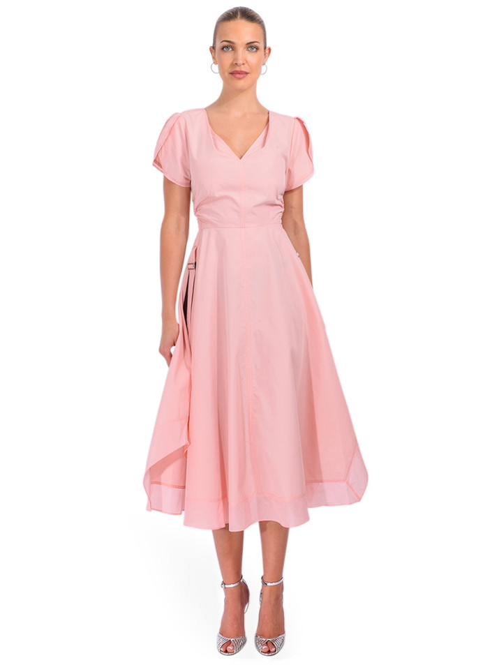 3.1 Phillip Lim Tulip Sleeve V-Neck Dress in Petal Front View 2