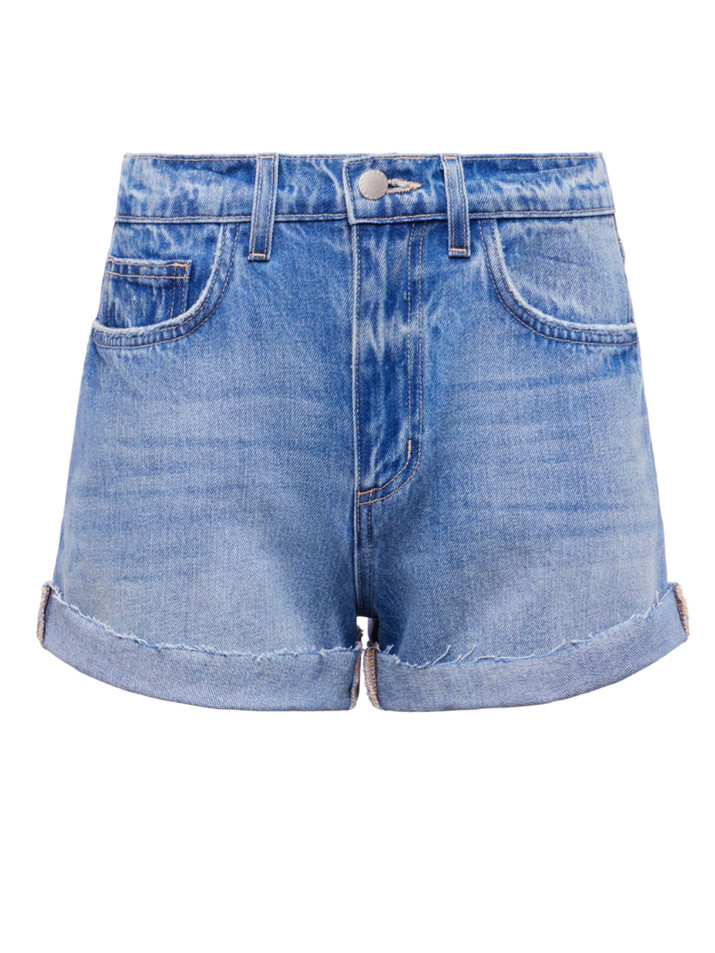 L'AGENCE Jazzy Cuffed Denim Short in Cristo Product Shot 