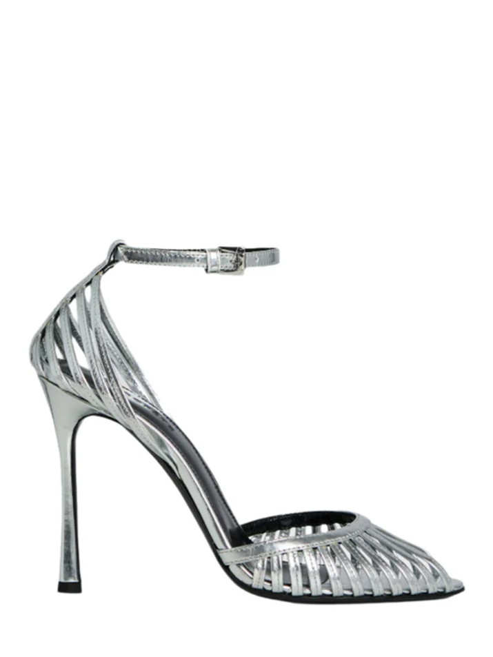 RETROFETE Analu Heel in Silver Side View 