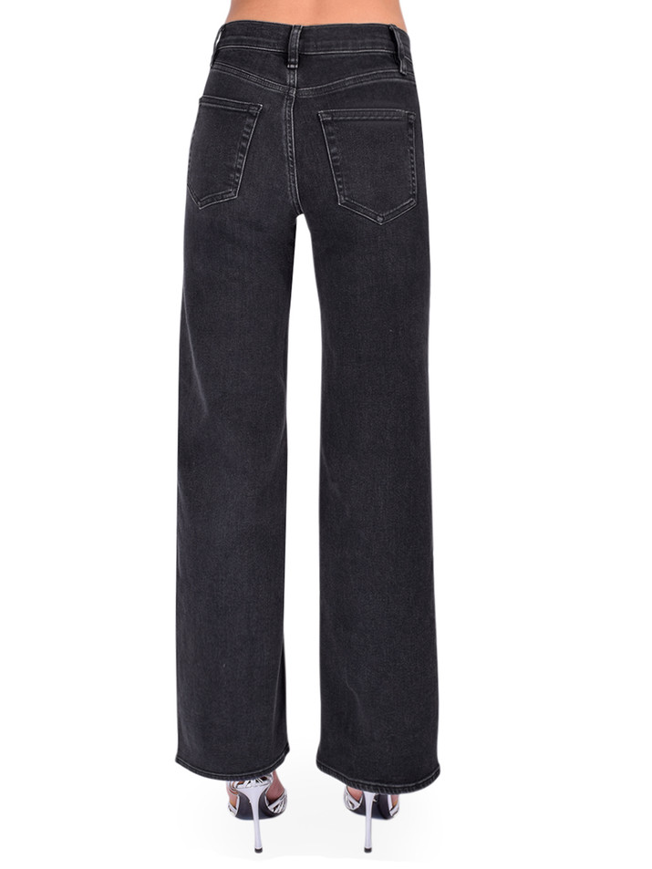 FRAME Le Slim Palazzo in Destroyer Black Back View 
