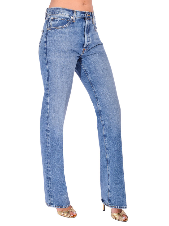 FRAME The Vertical Jean in Knock Out Side View 
