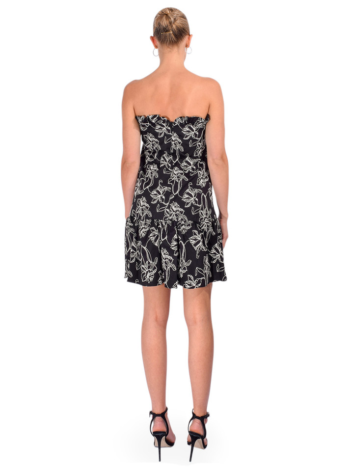 KIKA VARGAS Ingrid Dress in Black Cotton Embroidery Back View 