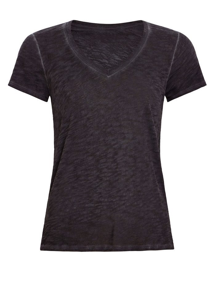 ATM Slub Jersey Schoolboy V‑Neck Tee in Black Sublime Product Shot 