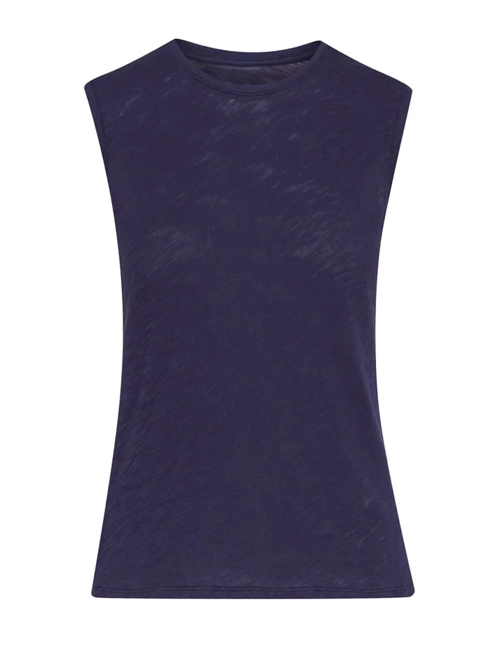 ATM Slub Jersey Sleeveless Schoolboy Tee in Midnight Product Shot 
