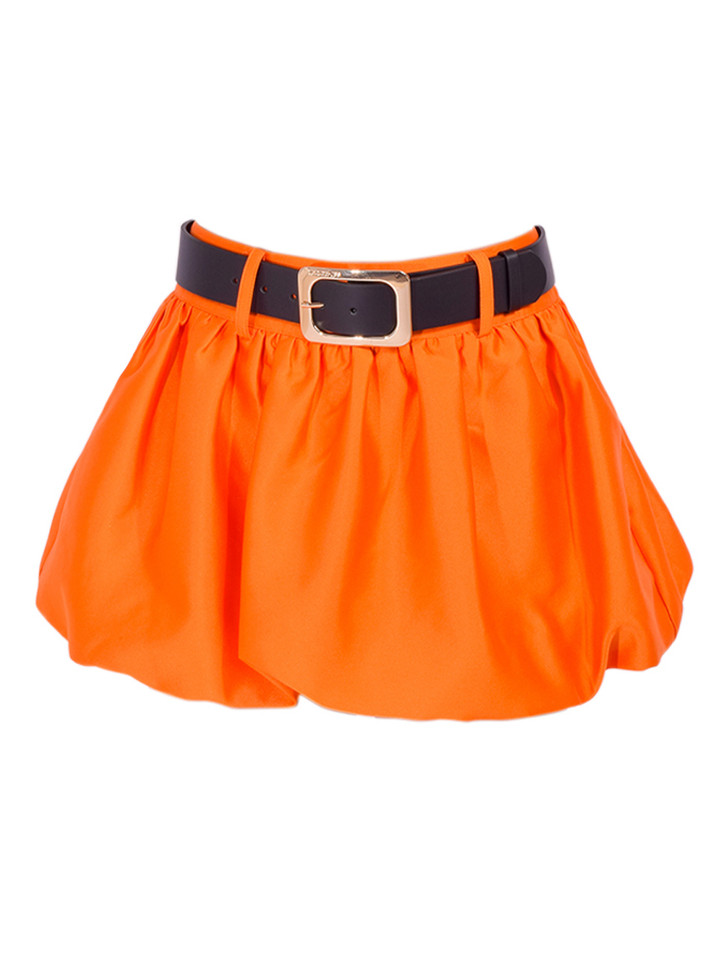 SELF-PORTRAIT Taffeta Skort in Orange Product Shot 