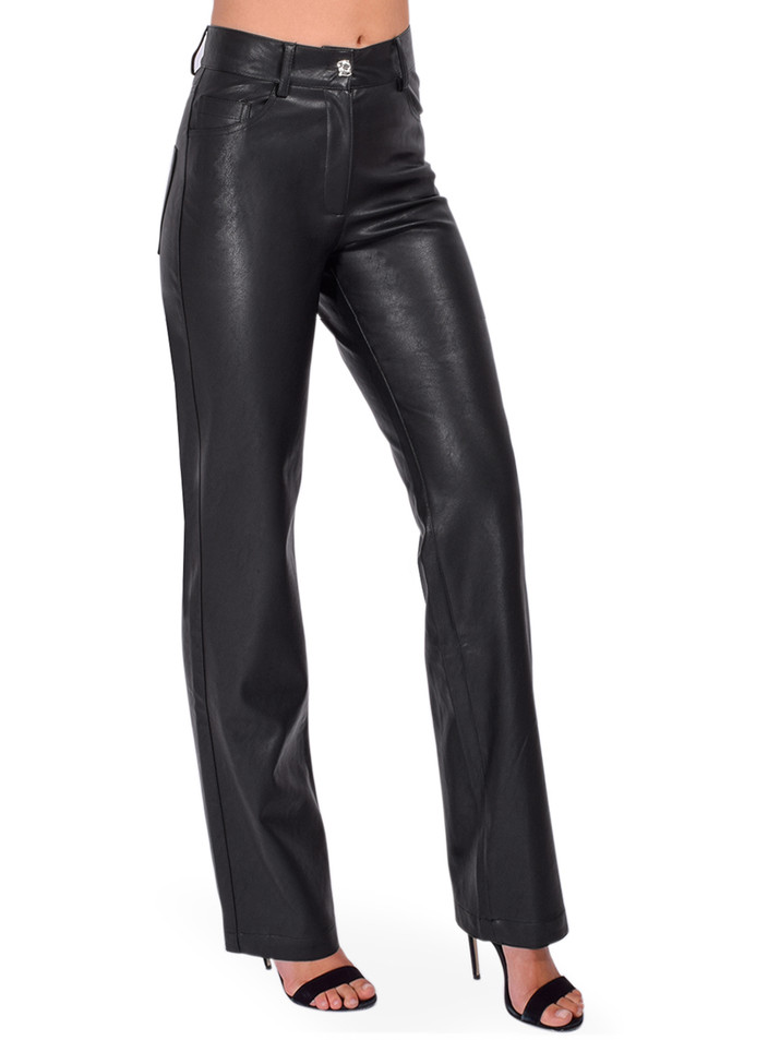 Sabina Musayev Din Vegan Leather Pants in Black Side View 

