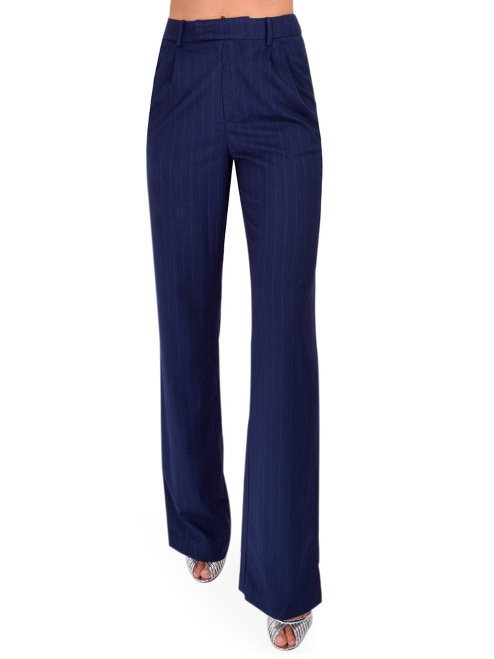 KARINA GRIMALDI Zoe Pinstripe Pants in Navy Front View 
