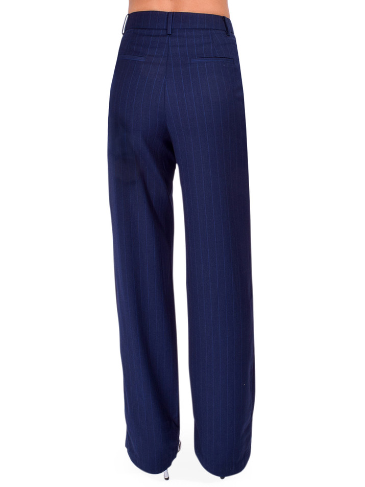 KARINA GRIMALDI Zoe Pinstripe Pants in Navy Back View 