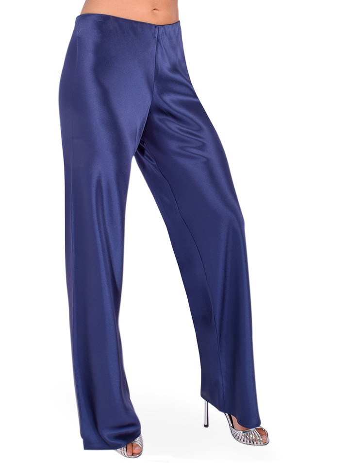 CAMI NYC Bristol Satin Pants in Navy Side View 