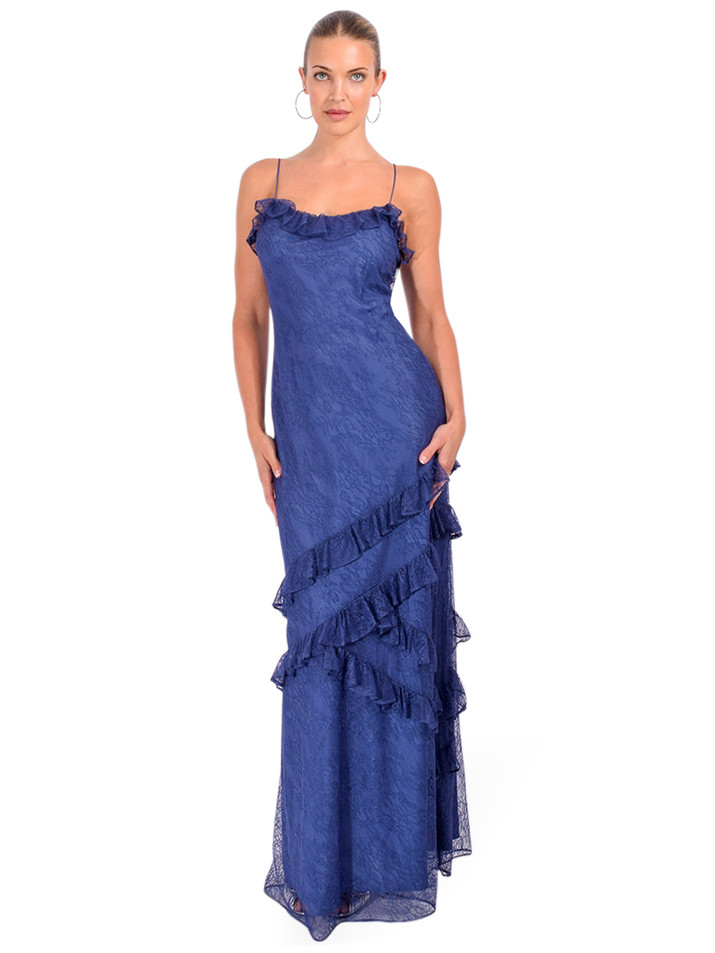 CAMI NYC Elouisa Lace Gown in Navy  Front View 2