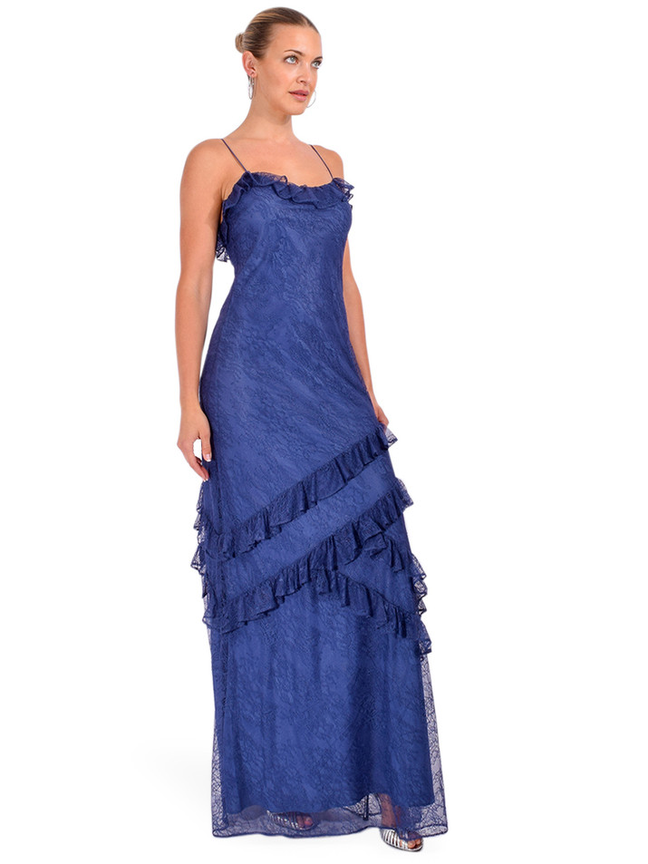 CAMI NYC Elouisa Lace Gown in Navy Side View 