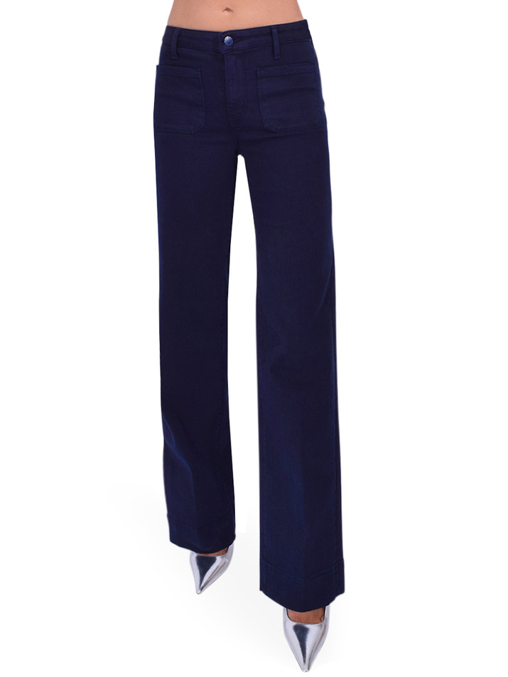 L'AGENCE Nolan Patch Pocket Jean in Deep Midnight Front View 