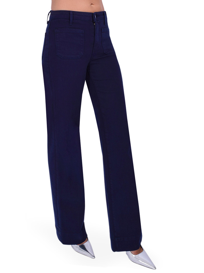 L'AGENCE Nolan Patch Pocket Jean in Deep Midnight Side View 