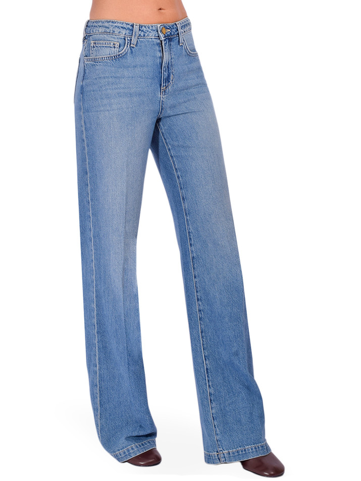 L'AGENCE Scottie Wide Leg Jean in Fargo Blue Side View 
