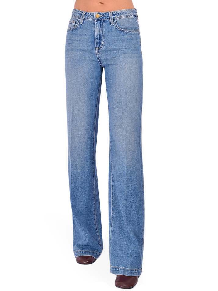 L'AGENCE Scottie Wide Leg Jean in Fargo Blue Front View 