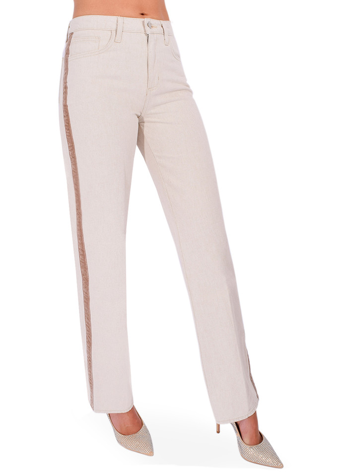L'AGENCE Jones Ultra Stovepipe Jeans in Desert Tan Side View 