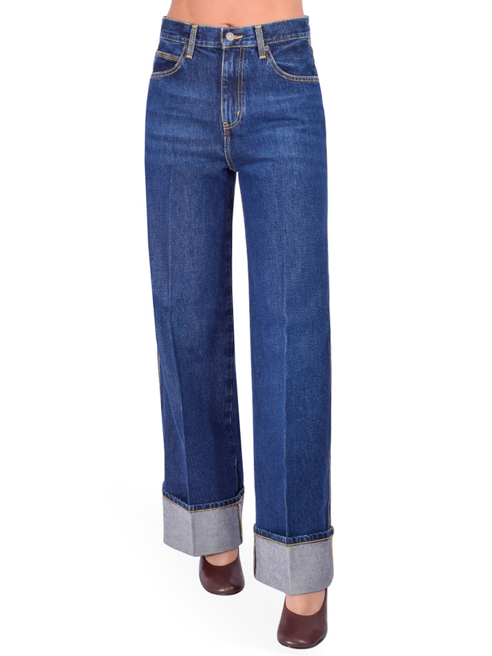 FRAME Spencer Wide Cuffed Jeans Front View 