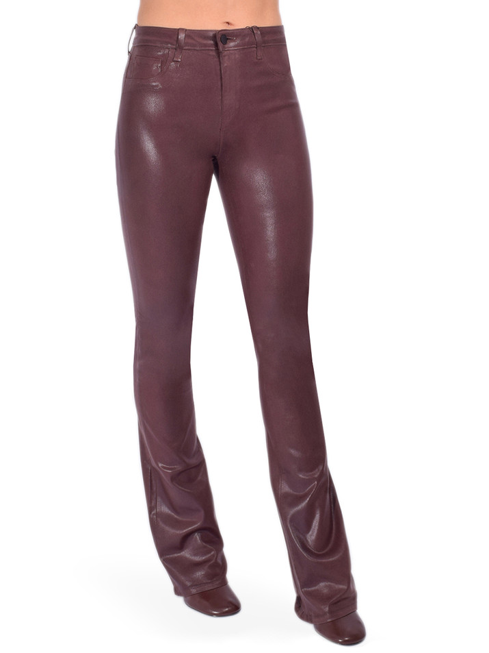 L'AGENCE Selma Coated Bootcut Jean in Chocolate Side View
