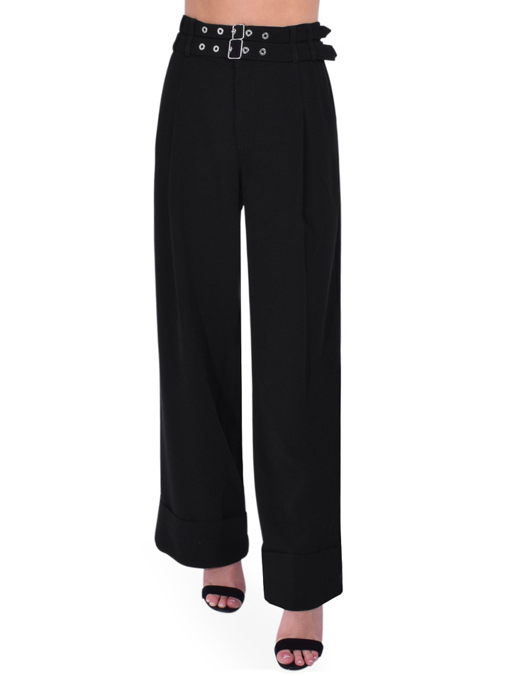 Cinq à Sept Cortina Double Buckle Pant In Black Front View 