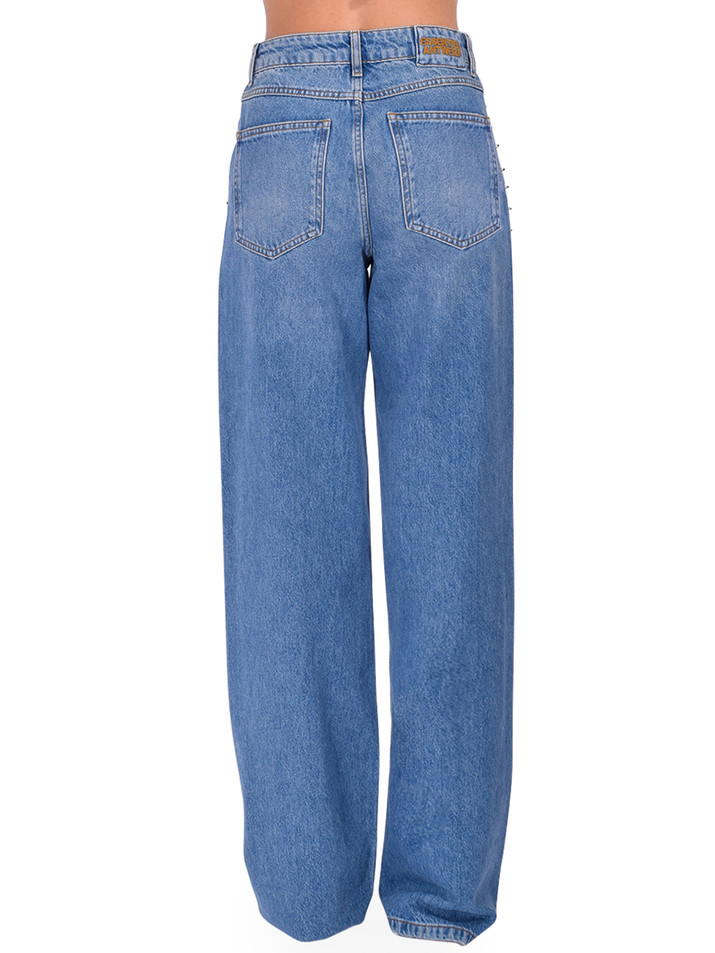Essentiel Antwerp Interesting Embellished Jeans in Blue Back View 

