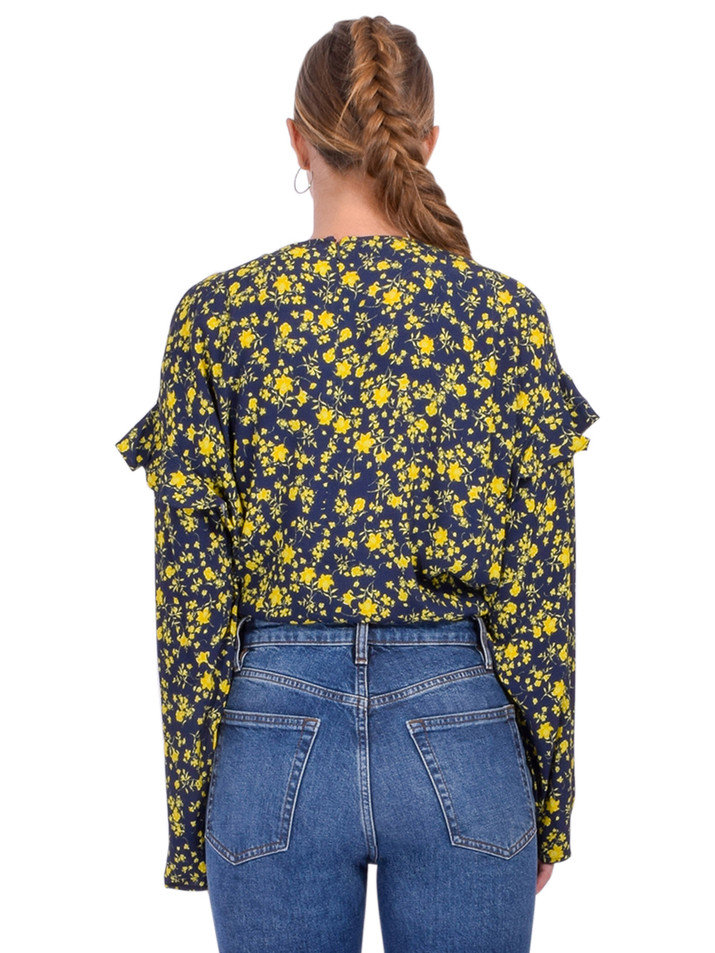 Essential Antwerp Isolde Ruffle Top in Dark Navy Back View 