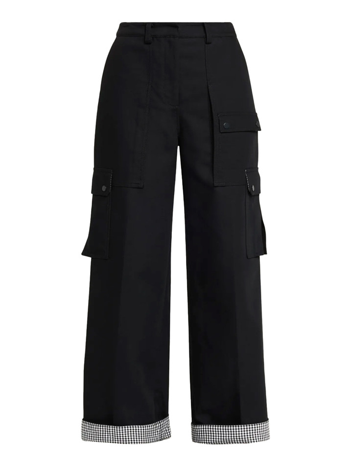 3.1 Phillip Lim Carpenter Cargo Pants with Plaid Cuffs in Black Product Shot 