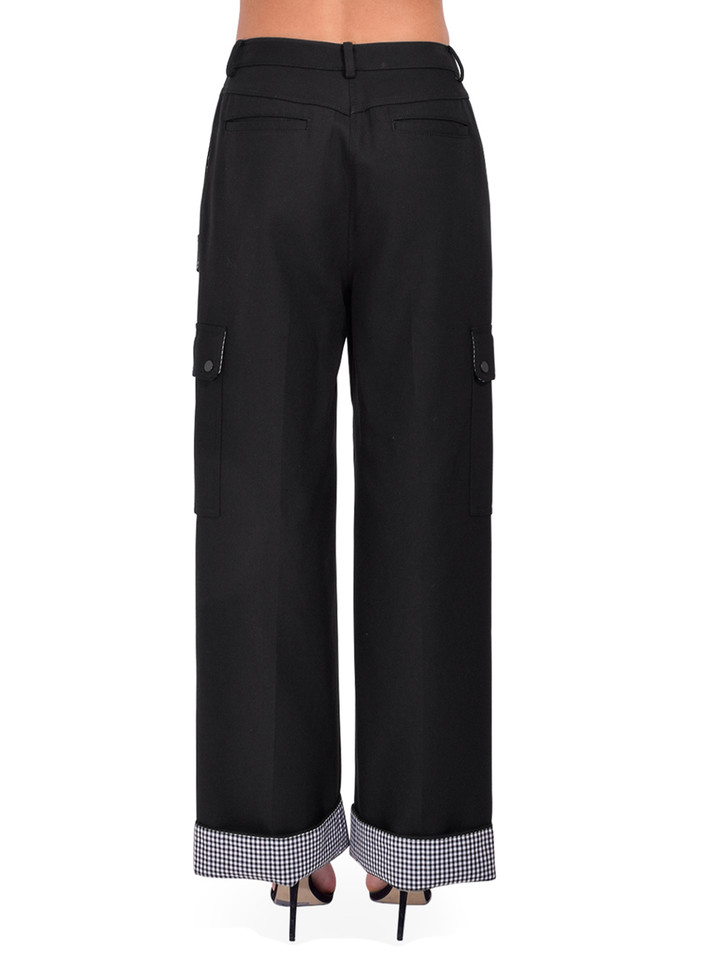 3.1 Phillip Lim Carpenter Cargo Pants with Plaid Cuffs in Black Back View 