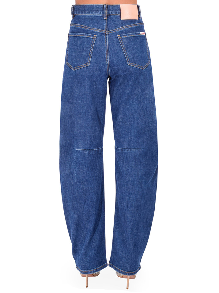 SELF-PORTRAIT Barrel Leg Jeans In Blue Back View 