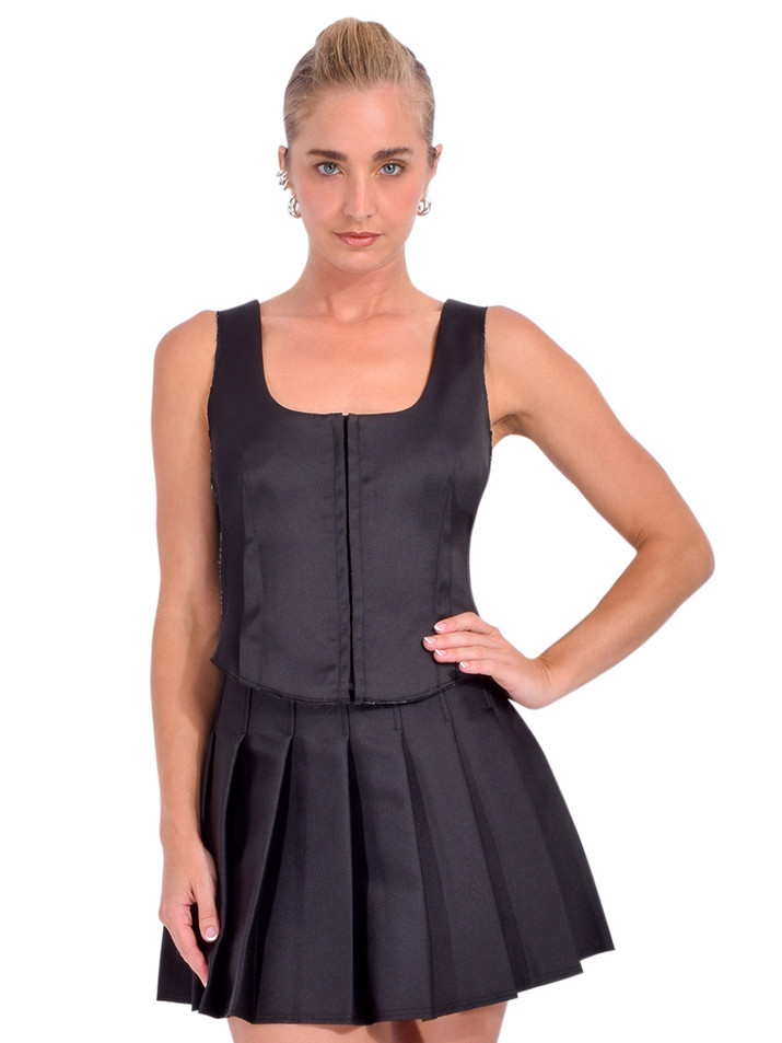 SIMKHAI Carly Bustier Top in Black Front View 
