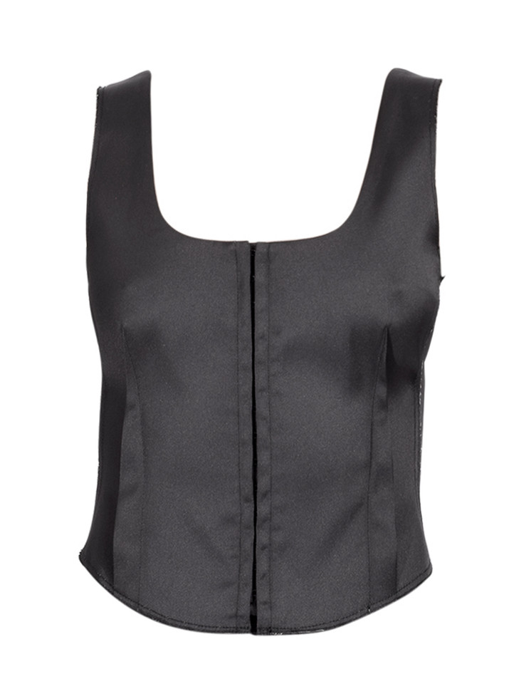 SIMKHAI Carly Bustier Top in Black Product Shot 