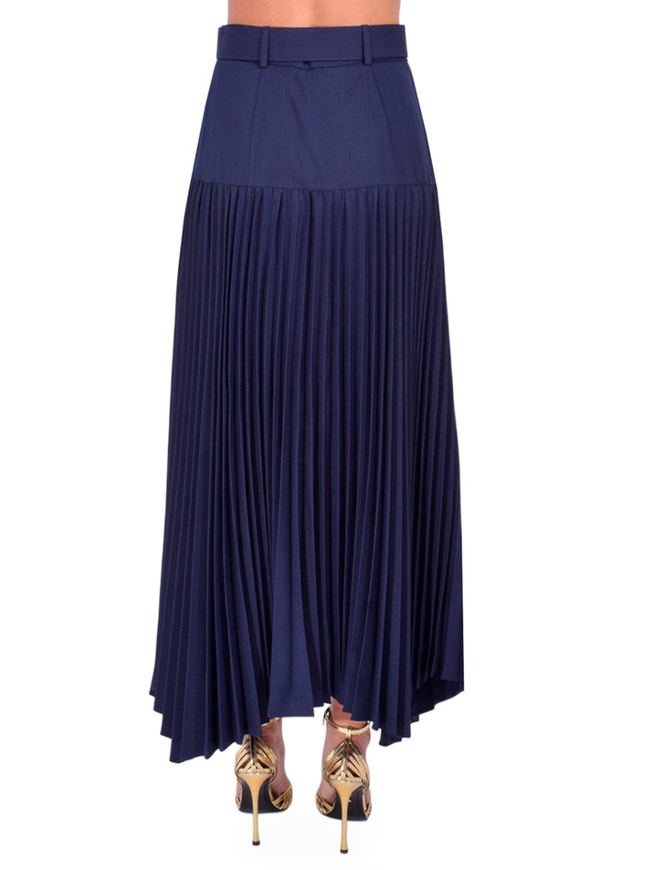 CHRISTY LYNN Cody Pleated Skirt in Navy Back View 