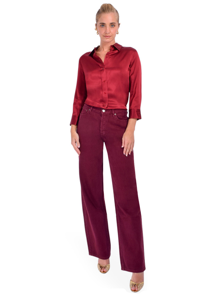 STILL HERE Everyday Jean in Burgundy Full Outfit 