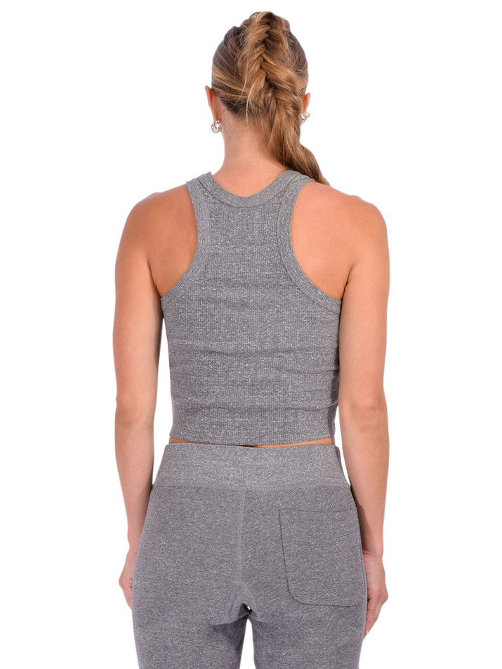 NSF Amaya Fitted Crop Melange Rib Tank Back View 
