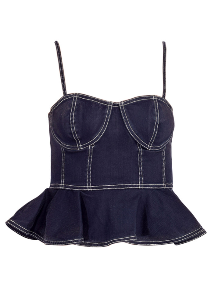 LOVE THE LABEL Tabitha Bustier Top in Pagent Blue Product Shot 