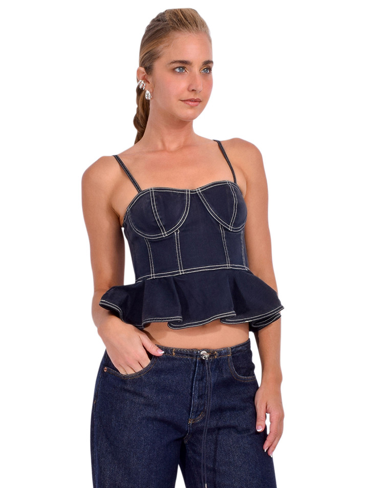 LOVE THE LABEL Tabitha Bustier Top in Pagent Blue Side View 