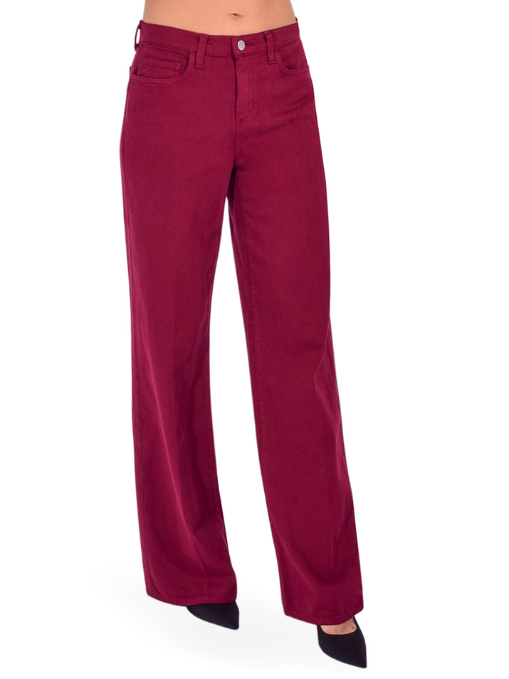 L'AGENCE Alicent Wide Leg Jean in Dark Port Side View 