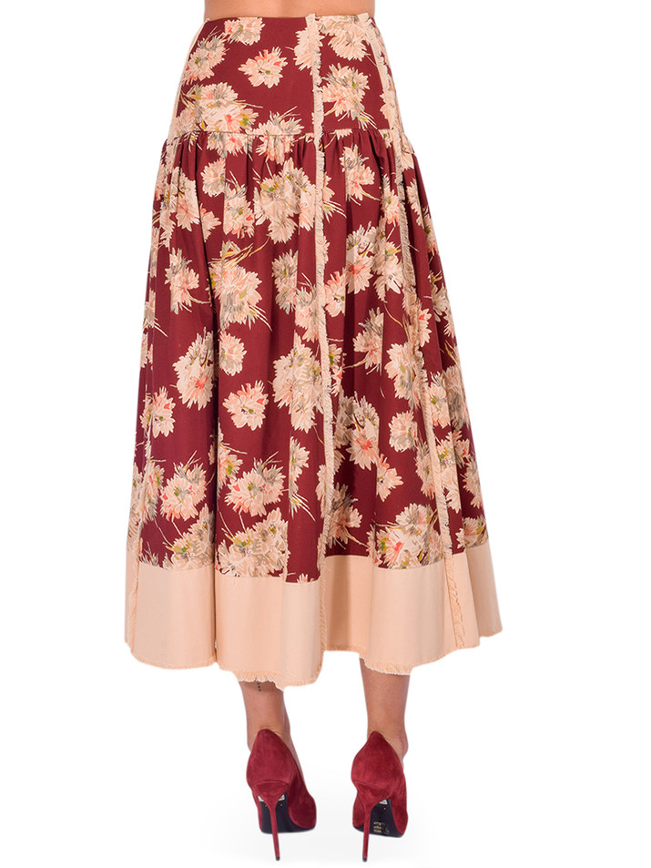 Cinq à Sept Mae Bouquet Aura Skirt in Wineberry Back View 