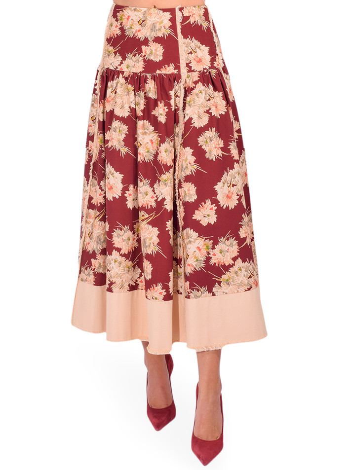 Cinq à Sept Mae Bouquet Aura Skirt in Wineberry Front View 