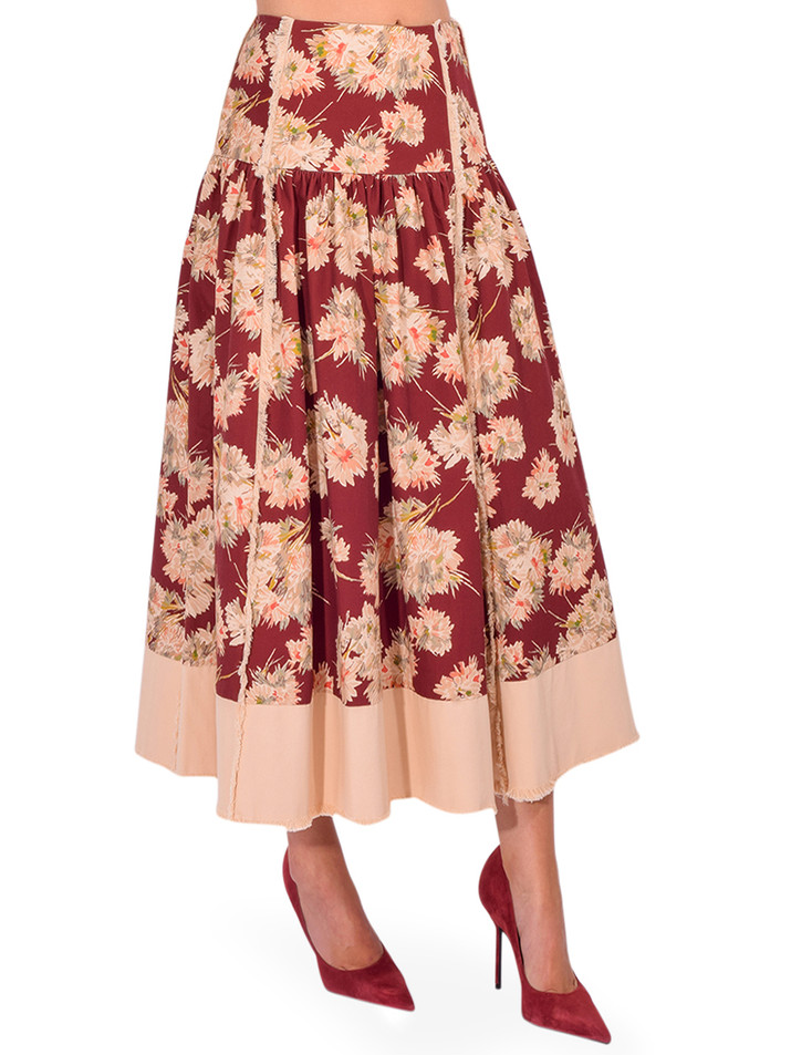 Cinq à Sept Mae Bouquet Aura Skirt in Wineberry Side View 