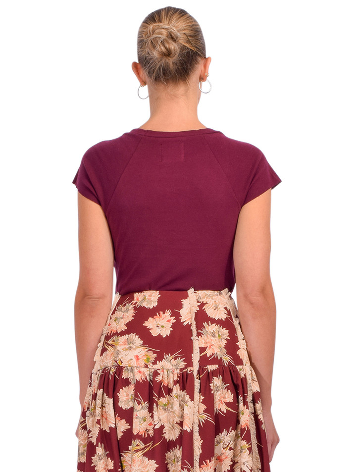 NSF Gia Fitted U Neck Baby Tee in Cherry Back View 