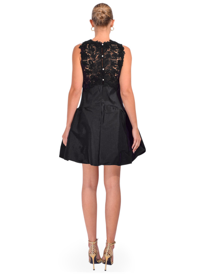 Kika Vargas Hattie Dress in Black Taffeta Back View 