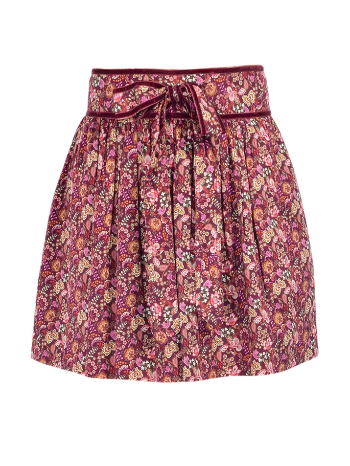 LOVE THE LABEL Rosie Skirt in Pippa's Symphony Red Liberty Print Product Shot 