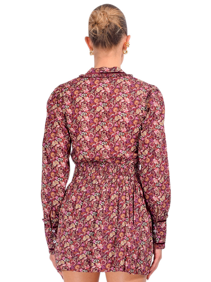 LOVE THE LABEL Cornelia Top in Pippa's Symphony Red Liberty Print Back View 