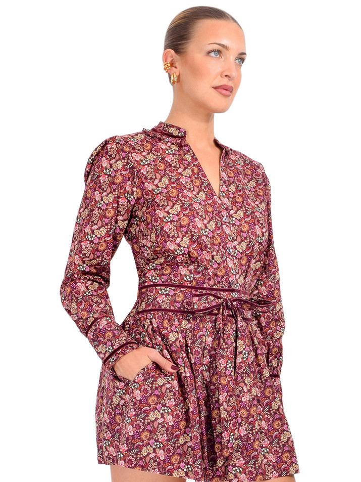 LOVE THE LABEL Cornelia Top in Pippa's Symphony Red Liberty Print Side View 